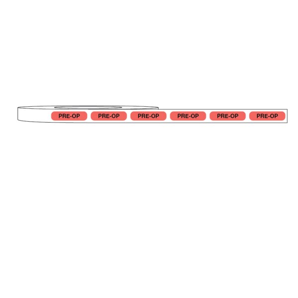 Label, PRE-OP 5/16" x 1-1/4" Fluorescent Red w/ black